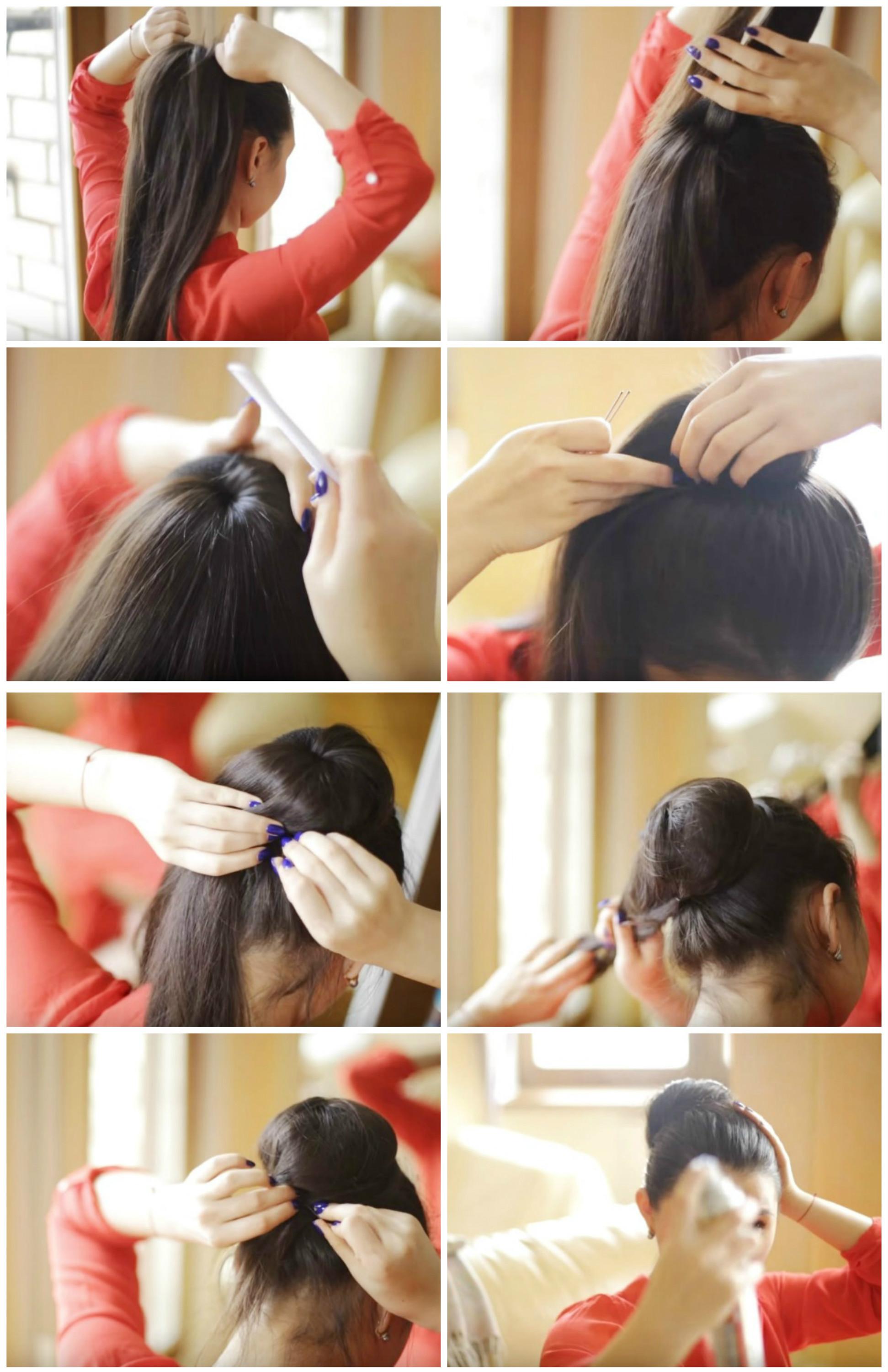 Cum să faci un coc cu ajutorul unui burete circular de păr