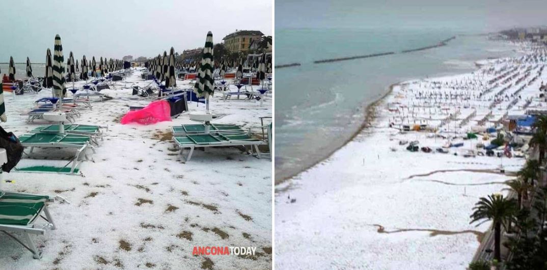 Iarnă în plină vară pe litoral. Un fenomen rar a fost surprins în Italia
