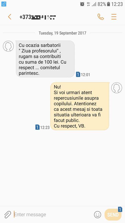 Un părinte din Capitală refuză să mai achite taxe ilegale. Vezi mesajul acestuia