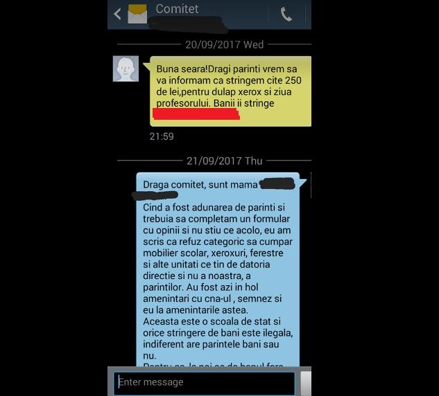 Lupta cu taxele informale din școli continuă. O mămică, la fel, refuză să plătească orice bani pentru xerox, cadouri sau ferestre