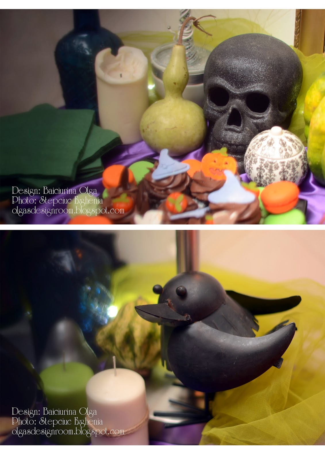 Olga Baiciurina: Halloween table decoration - decorarea unei petreceri de Halloween organizată acasă
