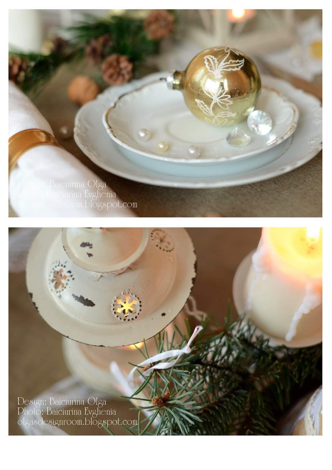 Vintage new year table decoration- Винтажное оформление новогоднего стола от Ольги Байчуриной