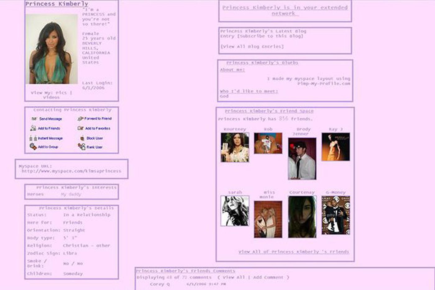«Принцесса Кимберли»: найдена старая страница Ким Кардашьян в соцсети