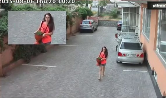 В Кишиневе девушка посреди дня украла горшок с живыми цветами